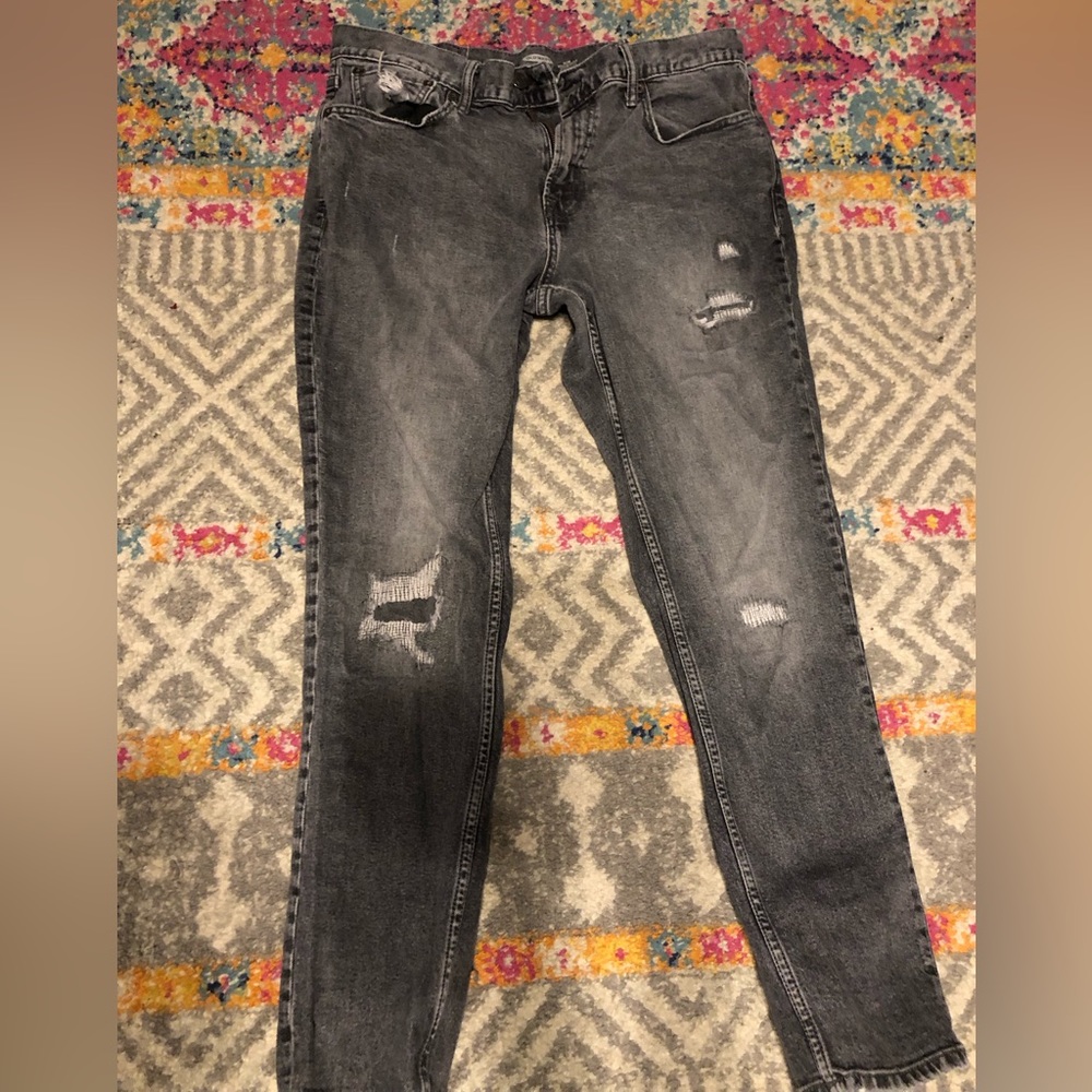 Jeans Slim Male Old Navy Grey with Rips